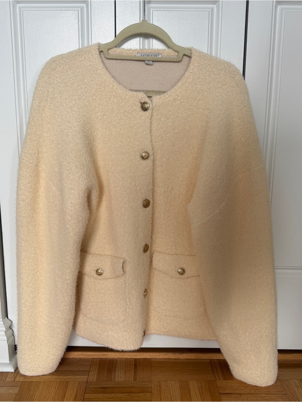 J. Crew Cream Fuzzy Buttoned Cardigan